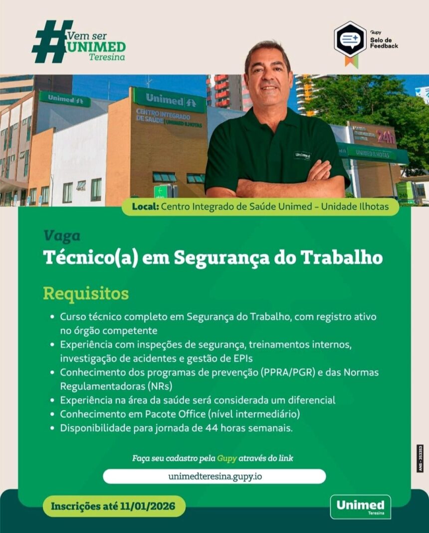 Vaga de emprego para Técnico em Segurança do Trabalho