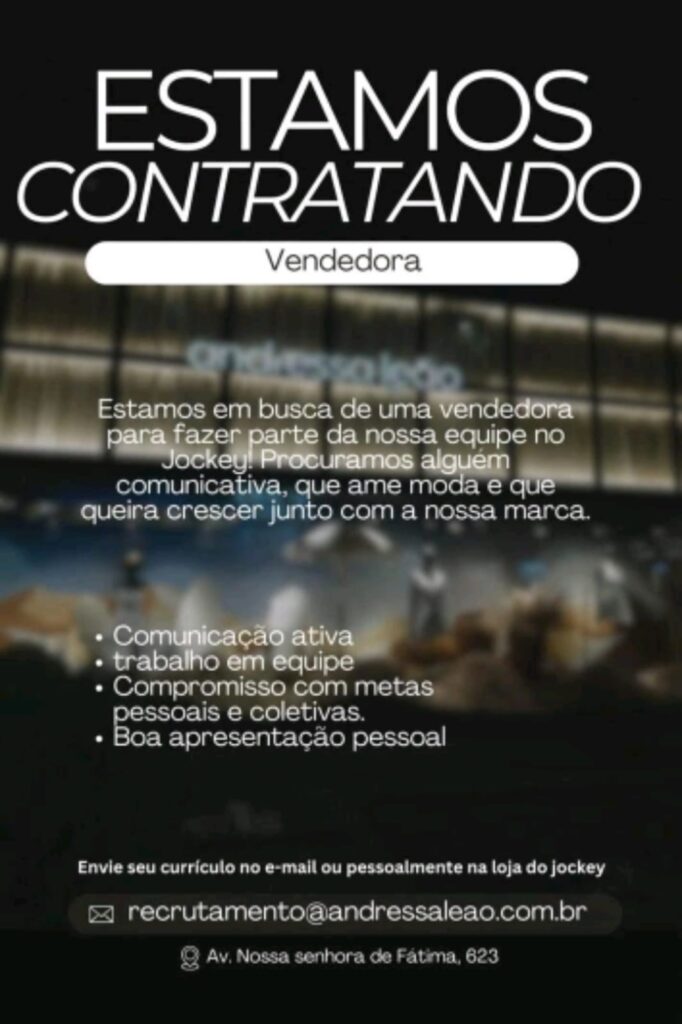 Vaga de emprego para Vendedora