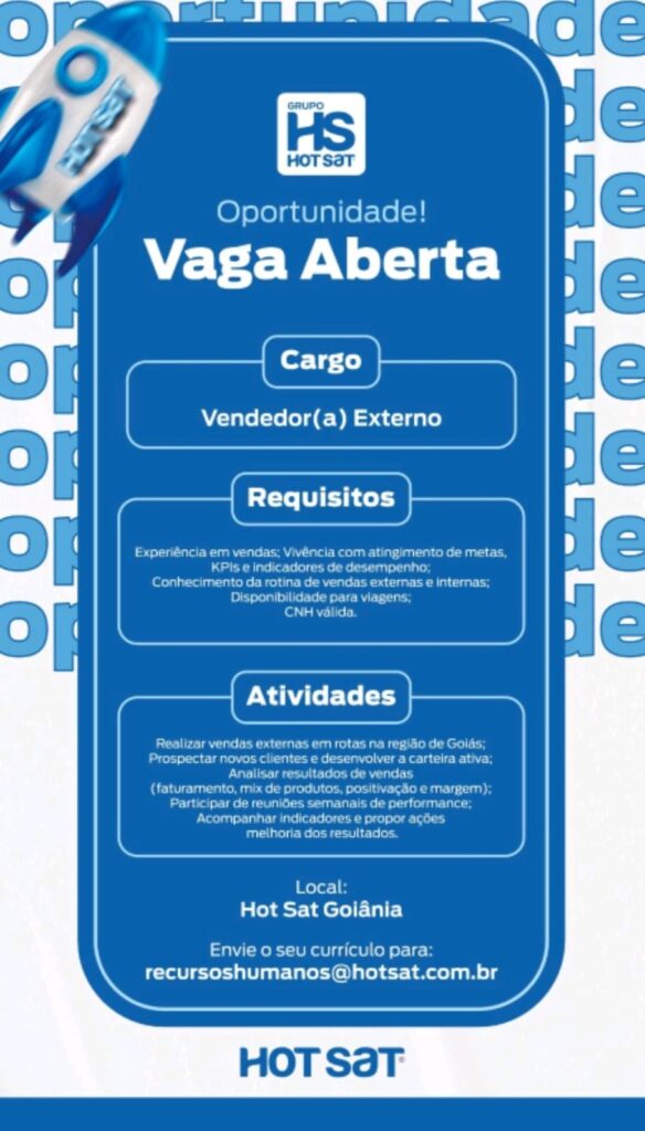 Vaga de emprego para Vendedor(a) Externo