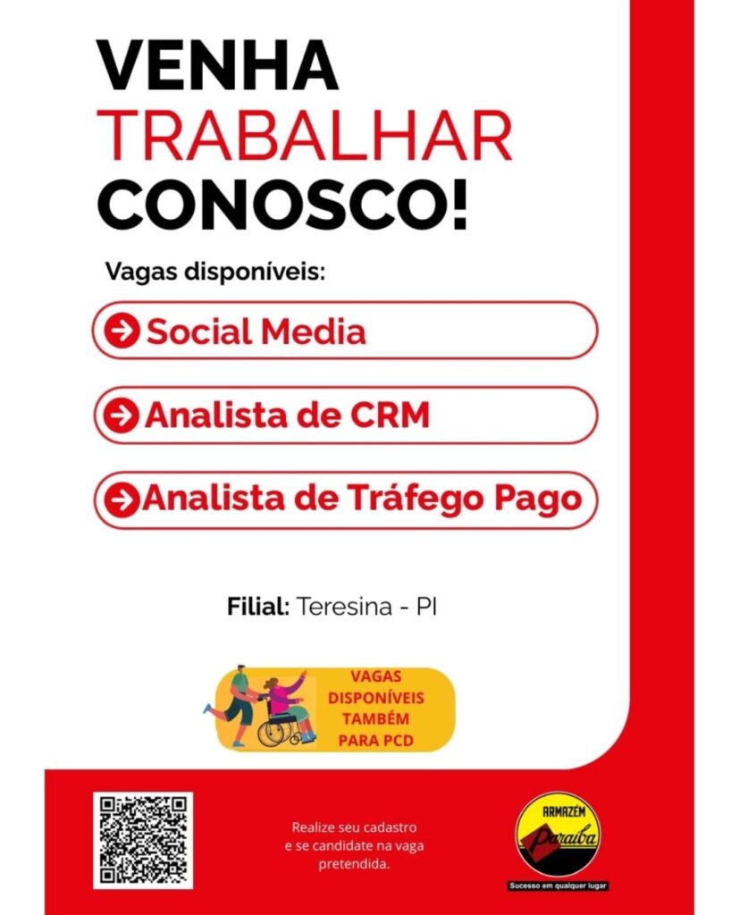 Vagas de emprego para Social Media, Analista de CRM e Analista de Trafégo Pago