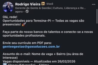 Diversas vagas de emprego