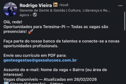 Diversas vagas de emprego