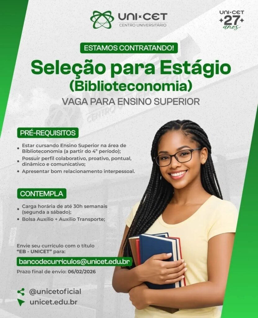 Vaga de Estágio para Biblioteconomia
