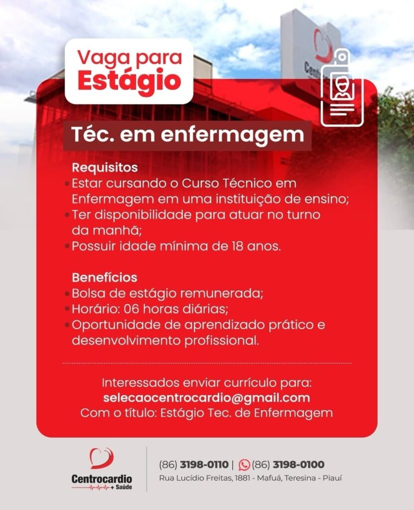 Vaga de Estágio para Téc. em Enfermagem 