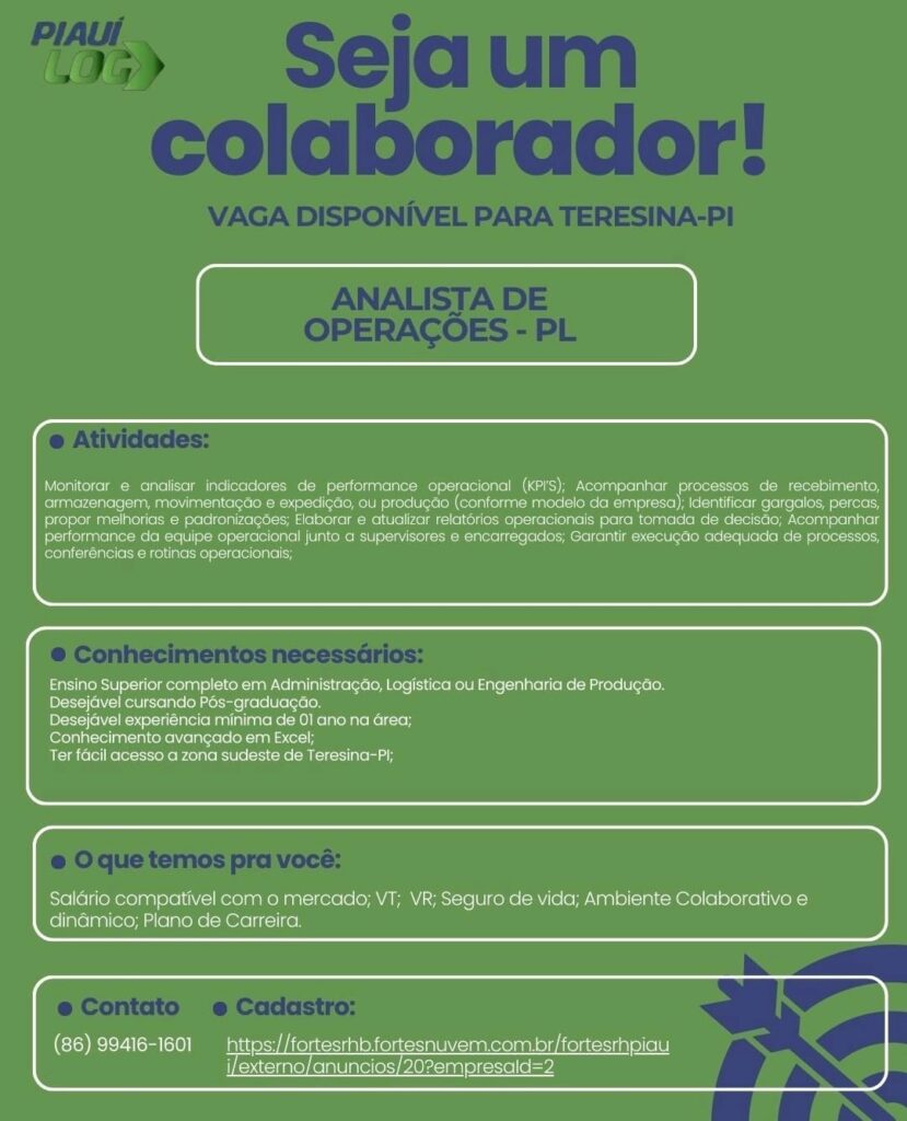 Vaga de emprego para Analista de Operações - PL