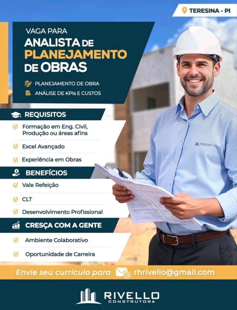 Vaga de emprego para Analista de Planejamento de Obras