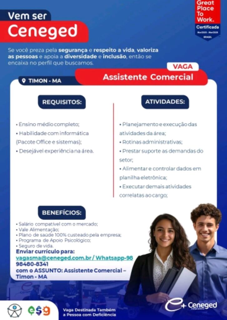 Vaga de emprego para Assistente Comercial
