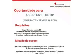 Vaga de emprego para Assistente de DP