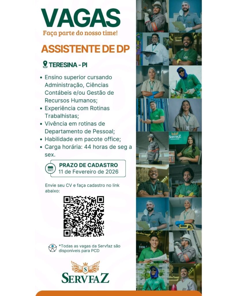 Vaga de emprego para Assistente de DP
