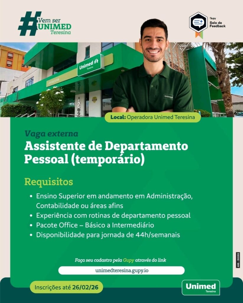 Vaga de emprego para Assistente de DP (Temporário)
