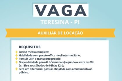 Vaga de emprego para Auxiliar de Locação