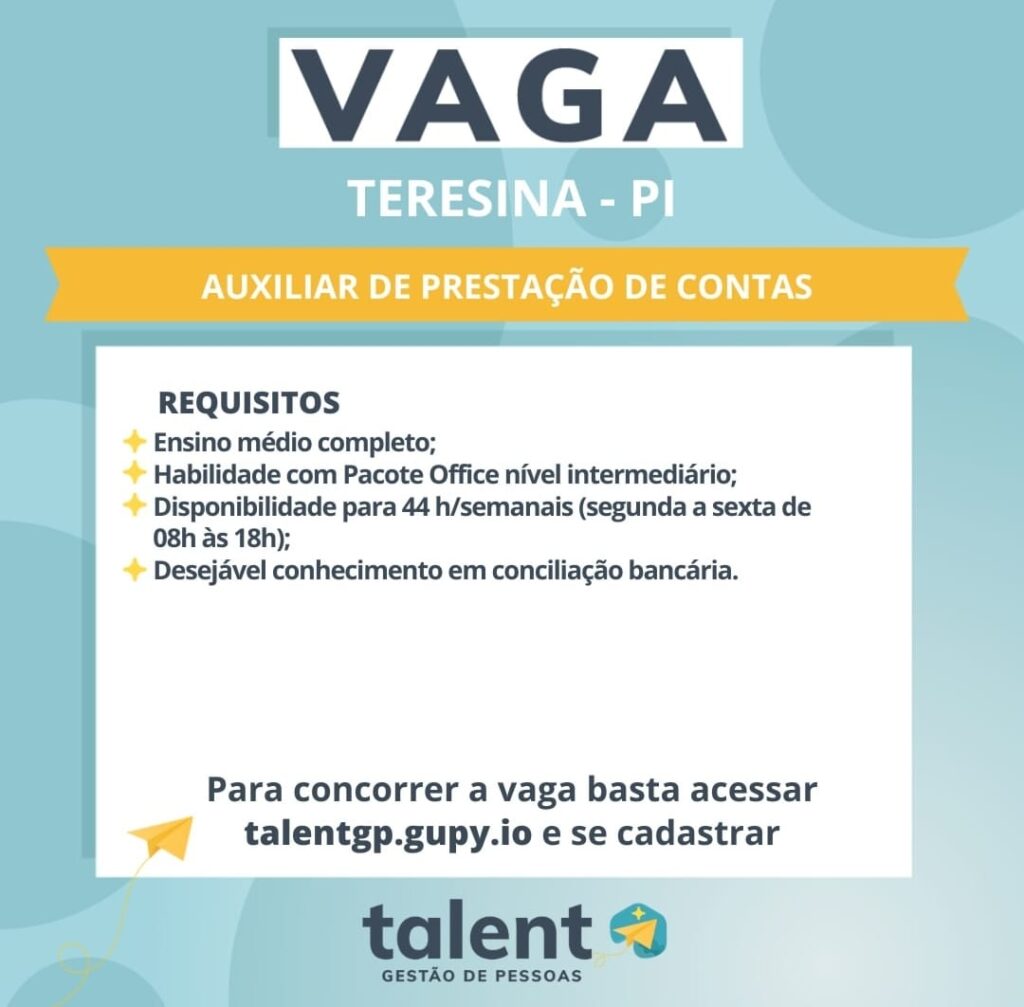 Vaga de emprego para Auxiliar de Prestação de Contas