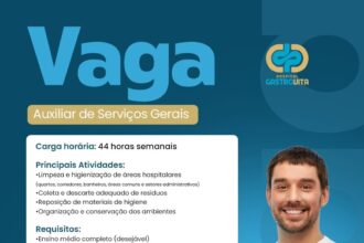 Vaga de emprego para Auxiliar de Serviços Gerais