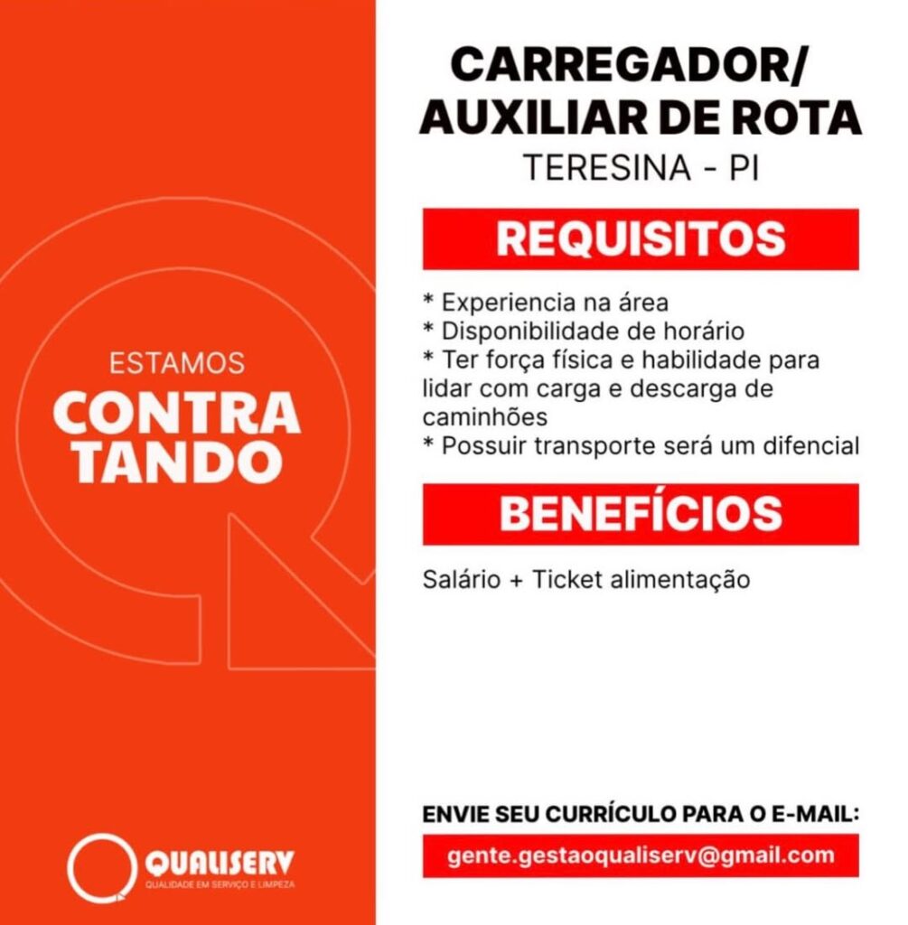 Vaga de emprego para Carregador/ Auxiliar de Rota