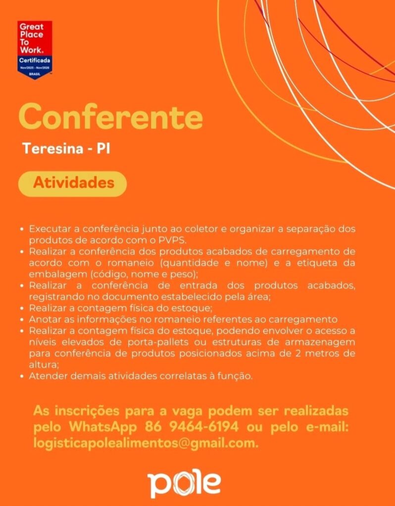 Vaga de emprego para Conferente