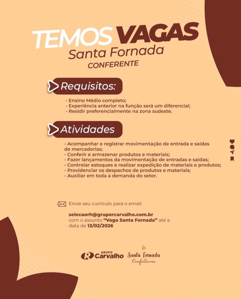 Vaga de emprego para Conferente