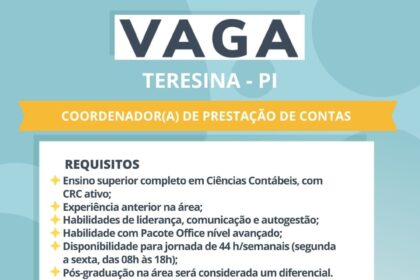 Vaga de emprego para Coord. de Prestação de Contas