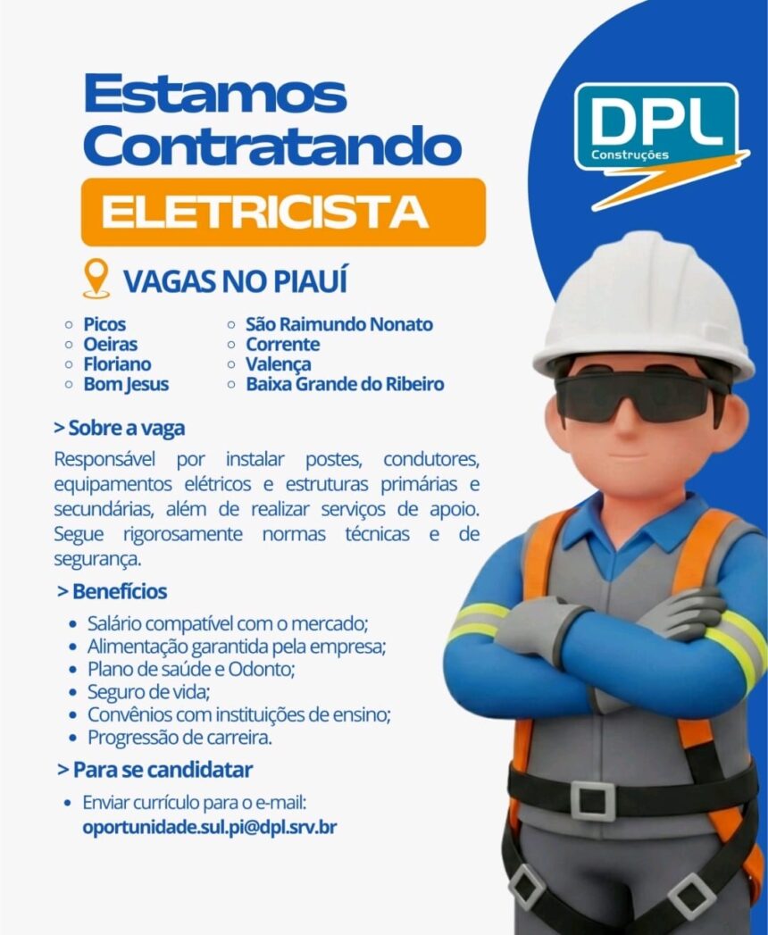 Vaga de emprego para Eletricista no Piauí