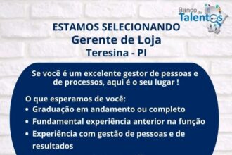 Vaga de emprego para Gerente de Loja