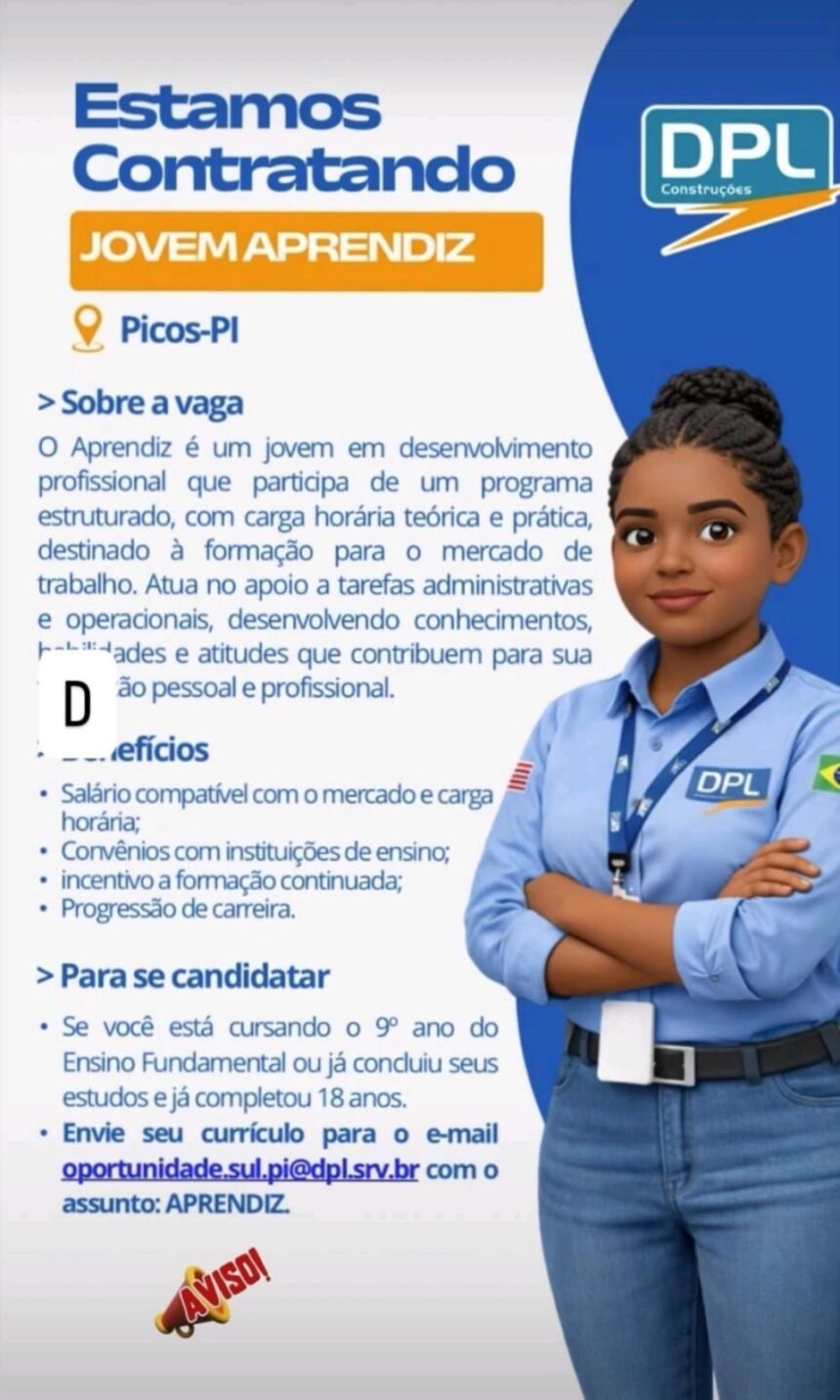 Vaga de emprego para Jovem Aprendiz
