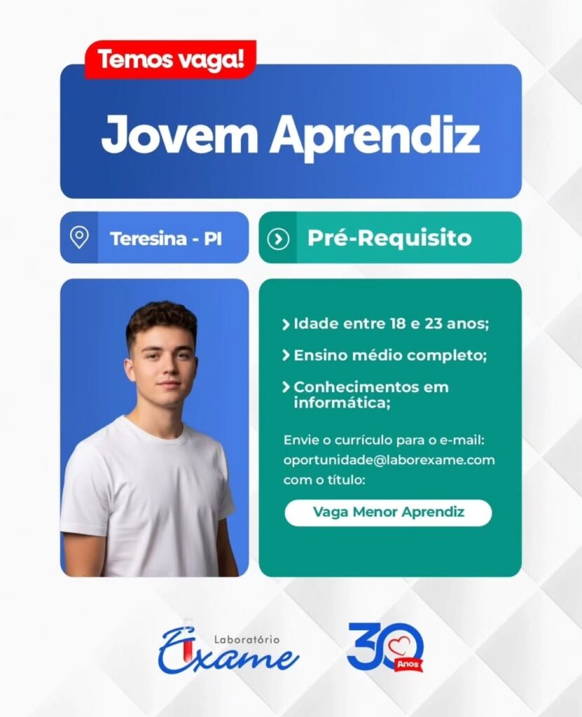 Vaga de emprego para Jovem Aprendiz