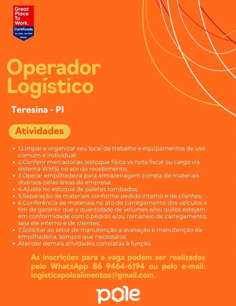 Vaga de emprego para Operador Logístico