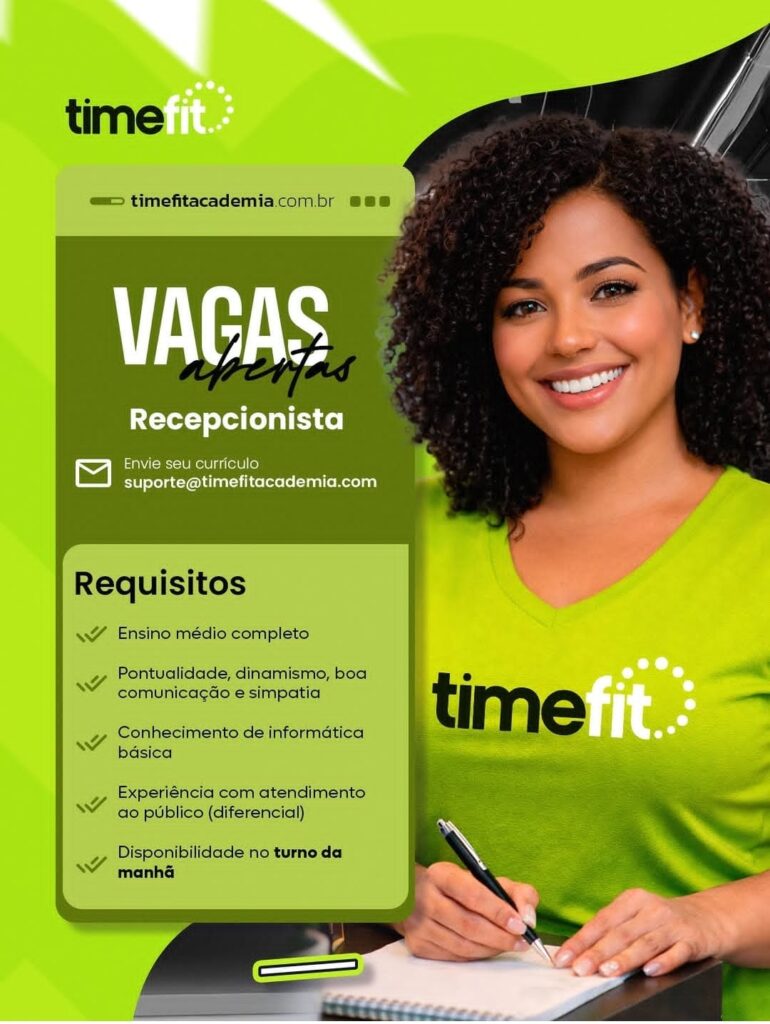 Vaga de emprego para Recepcionista