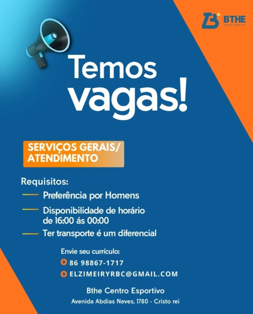 Vaga de emprego para Serviços Gerais/ Atendimento