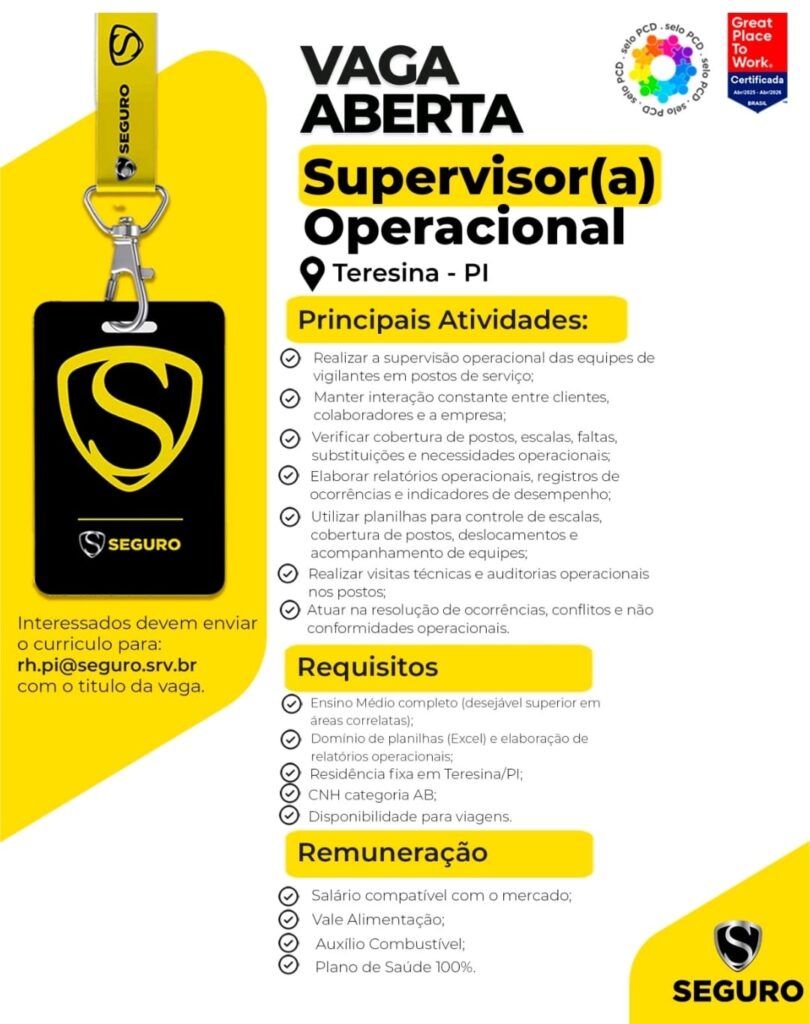 Vaga de emprego para Supervisor(a) Operacional