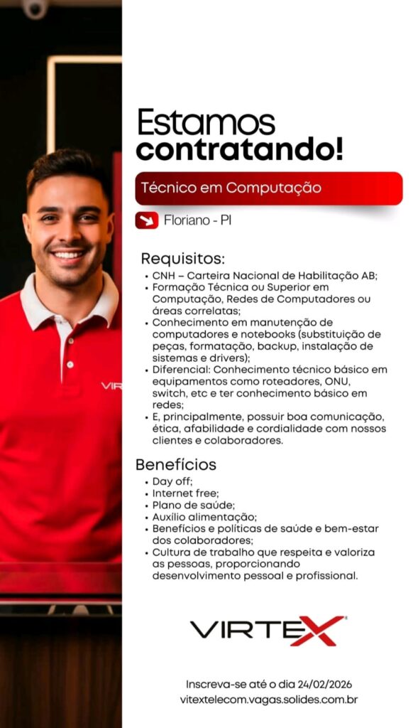 Vaga de emprego para Técnico em Computação em Floriano