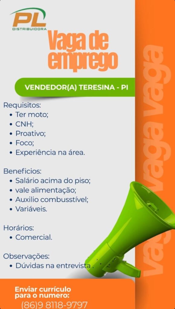 Vaga de emprego para Vendedor(a)