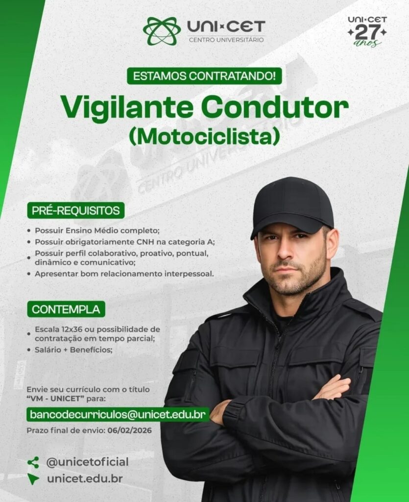 Vaga de emprego para Vigilante Condutor