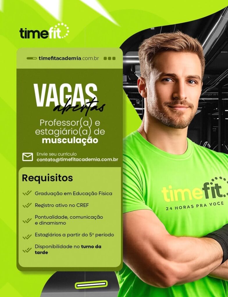 Vagas de emprego para Professor(a) e Estágio de Musculação