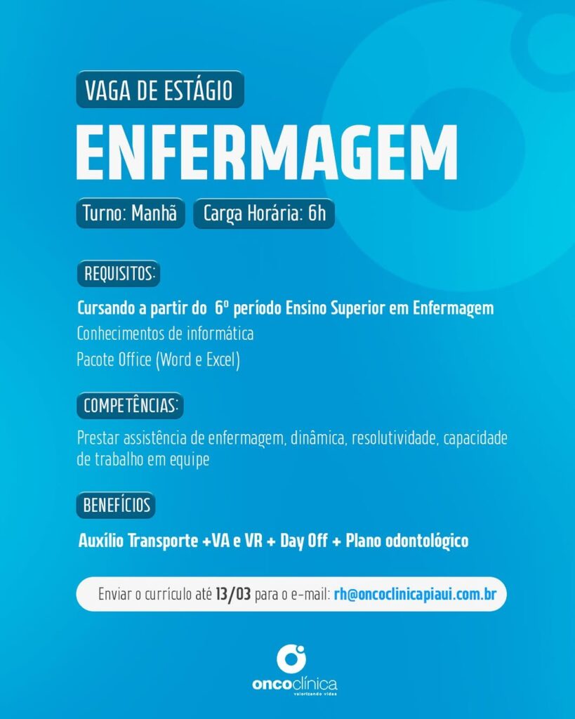 Vaga de Estágio para Enfermagem