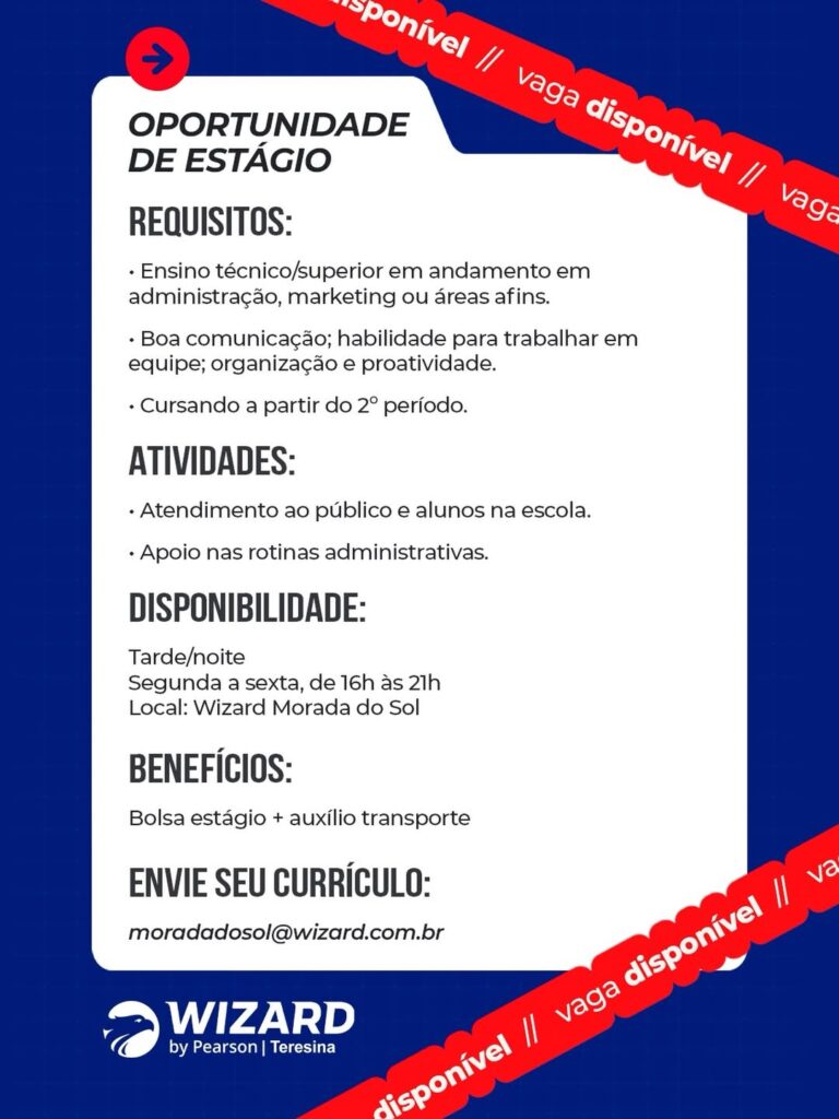 Vaga de Estágio para Ensino Superior