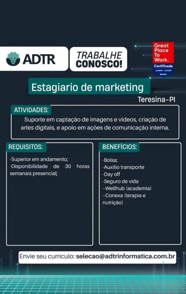 Vaga de Estágio para Marketing  