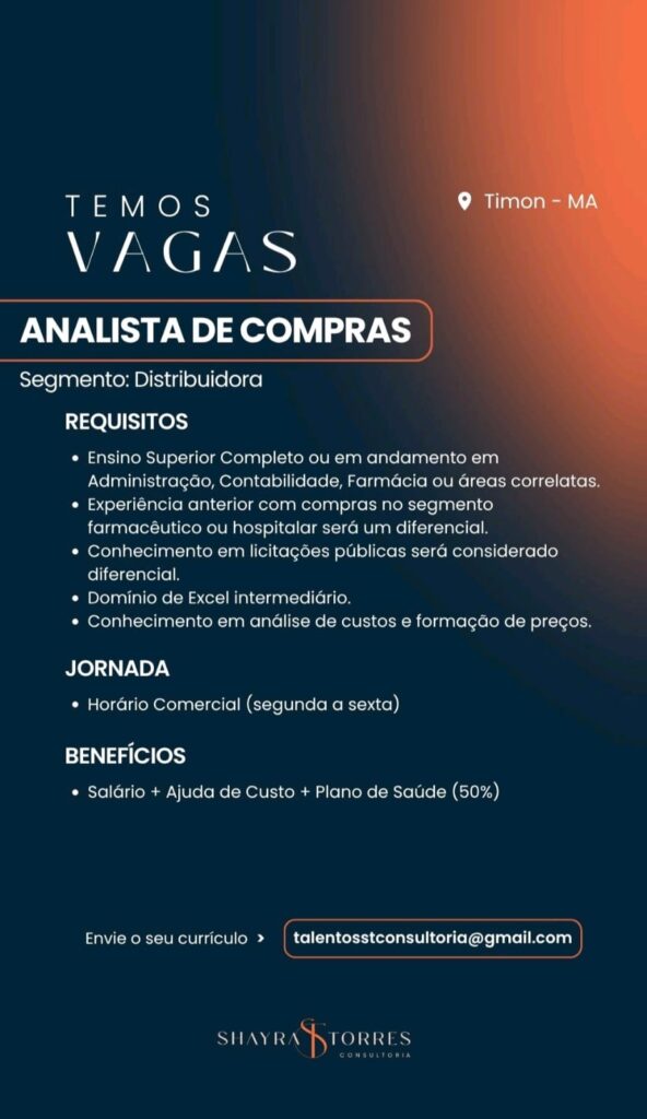 Vaga de emprego para Analista de Compras em Timon