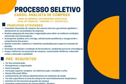 Vaga de emprego para Analista de Compras