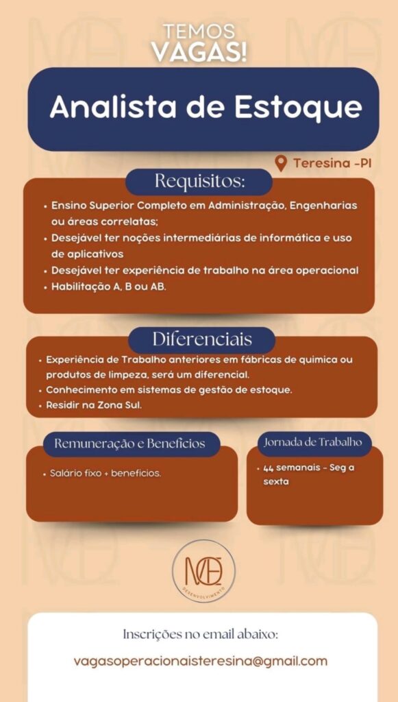 Vaga de emprego para Analista de Estoque