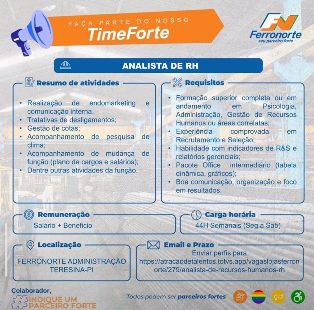 Vaga de emprego para Analista de RH