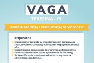 Vaga de emprego para Apresentandor(a) e Produtor(a) de Videocast