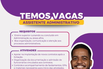 Vaga de emprego para Assistente Administrativo