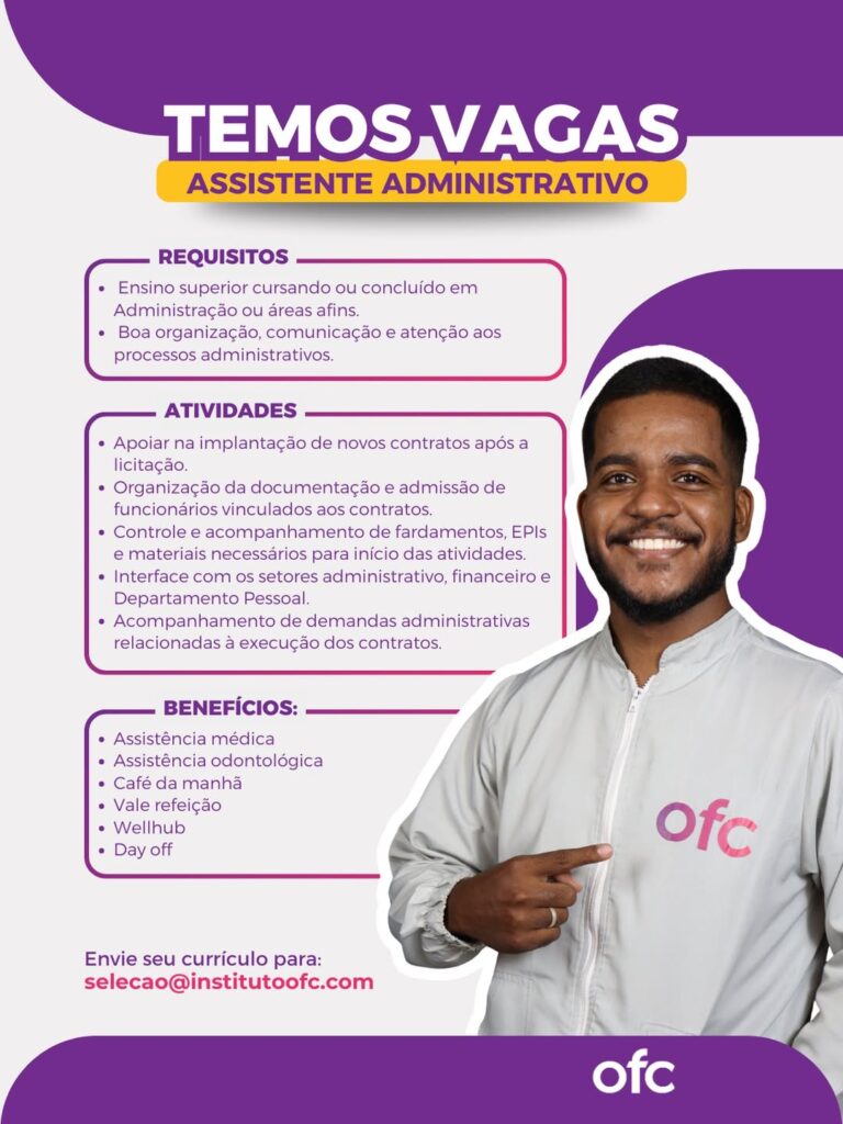 Vaga de emprego para Assistente Administrativo