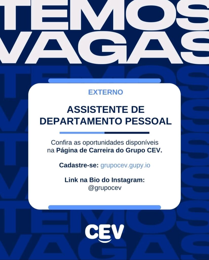 Vaga de emprego para Assistente de DP