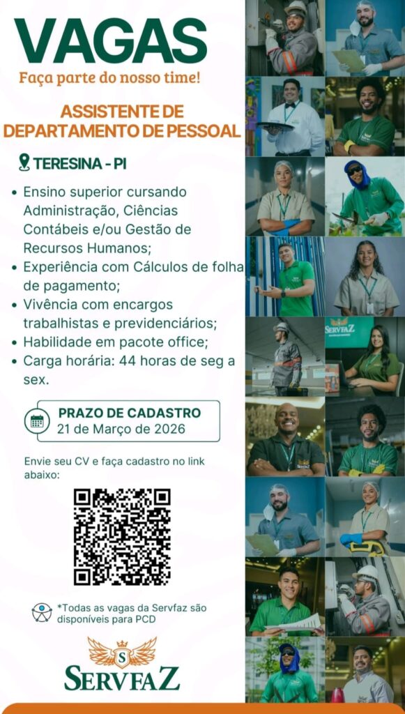 Vaga de emprego para Assistente de DP