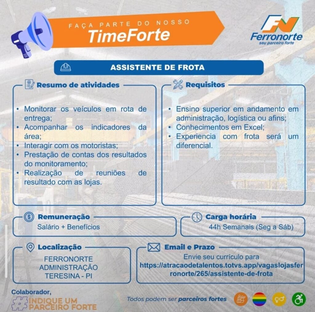 Vaga de emprego para Assistente de Frota