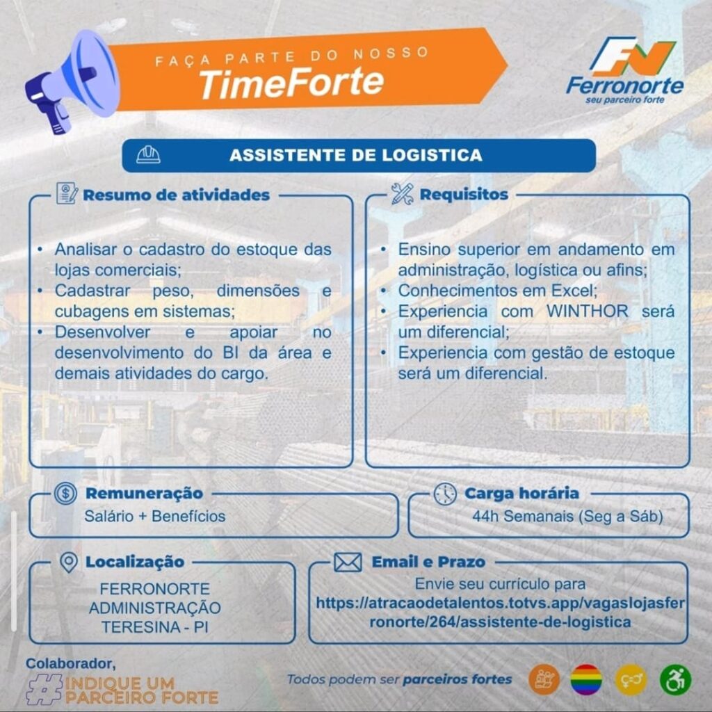 Vaga de emprego para Assistente de Logística