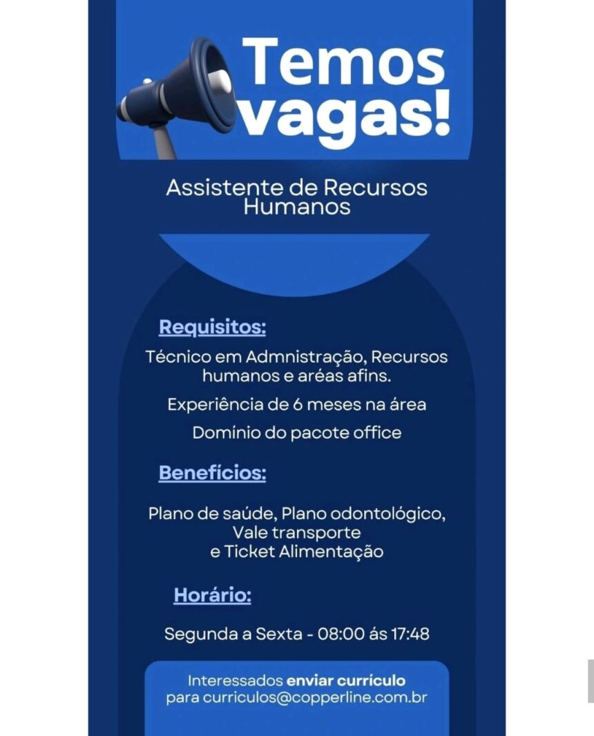 Vaga de emprego para Assistente de RH