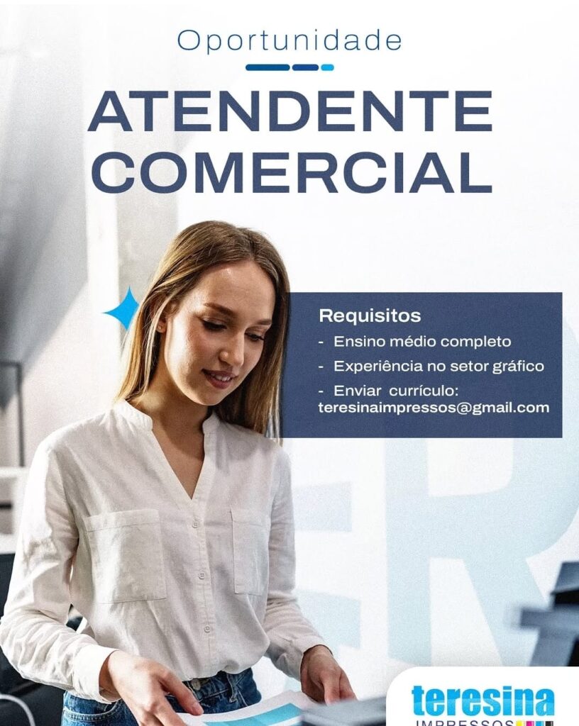 Vaga de emprego para Atendente Comercial