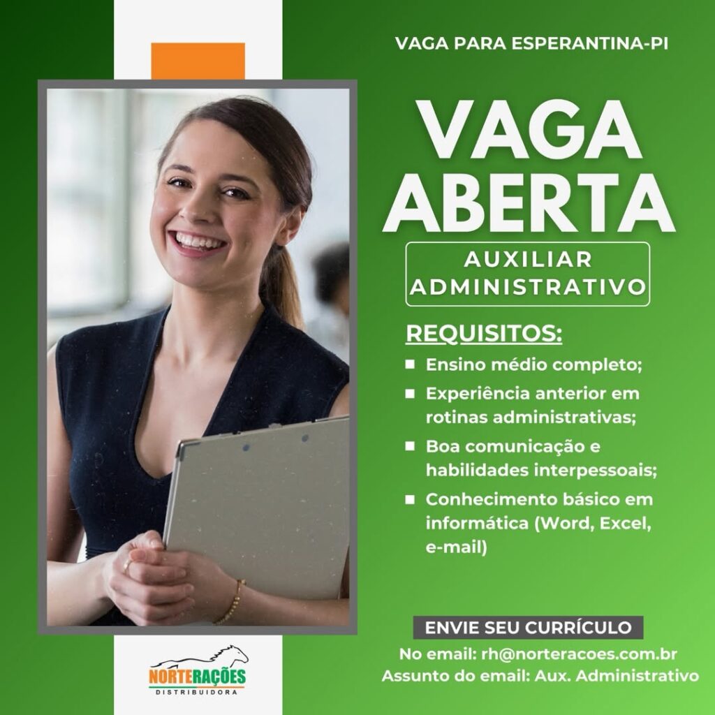Vaga de emprego para Auxiliar Administrativo
